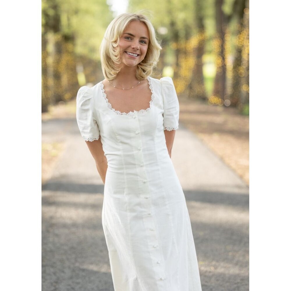 REFORMATION Alida Organic Cotton Button-Up Midi Dress in White Size US 4 - Picture 3 of 15